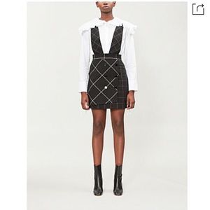Maje Joly Checked Woven Pinafore Skirt In Carreaux NWT